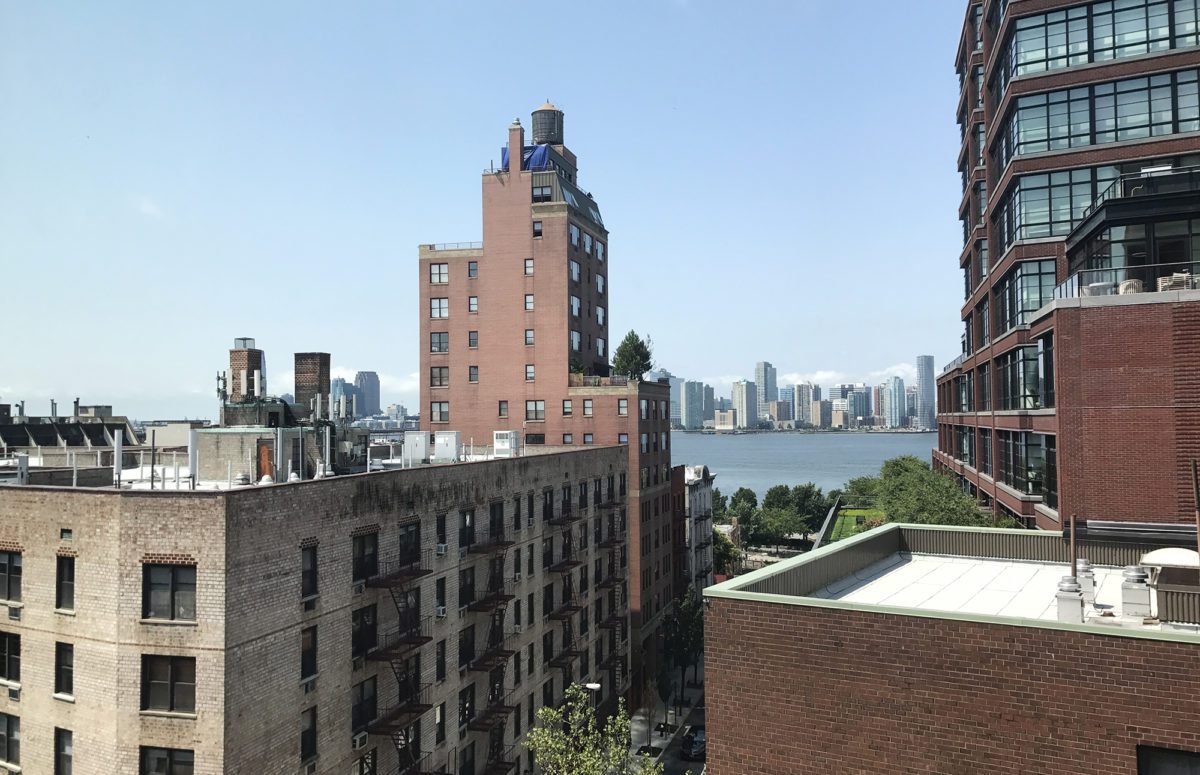 View of the Hudson River and skyscrapers