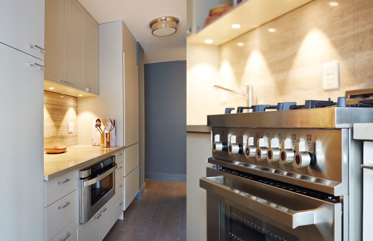 View of a Kitchen and a Grey Electric Oven in the Foreground