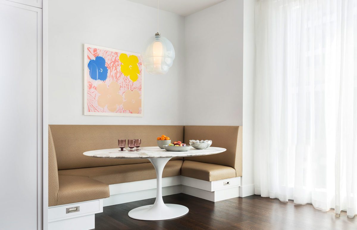 Dining Corner with Leather Dining Sofa and White Table