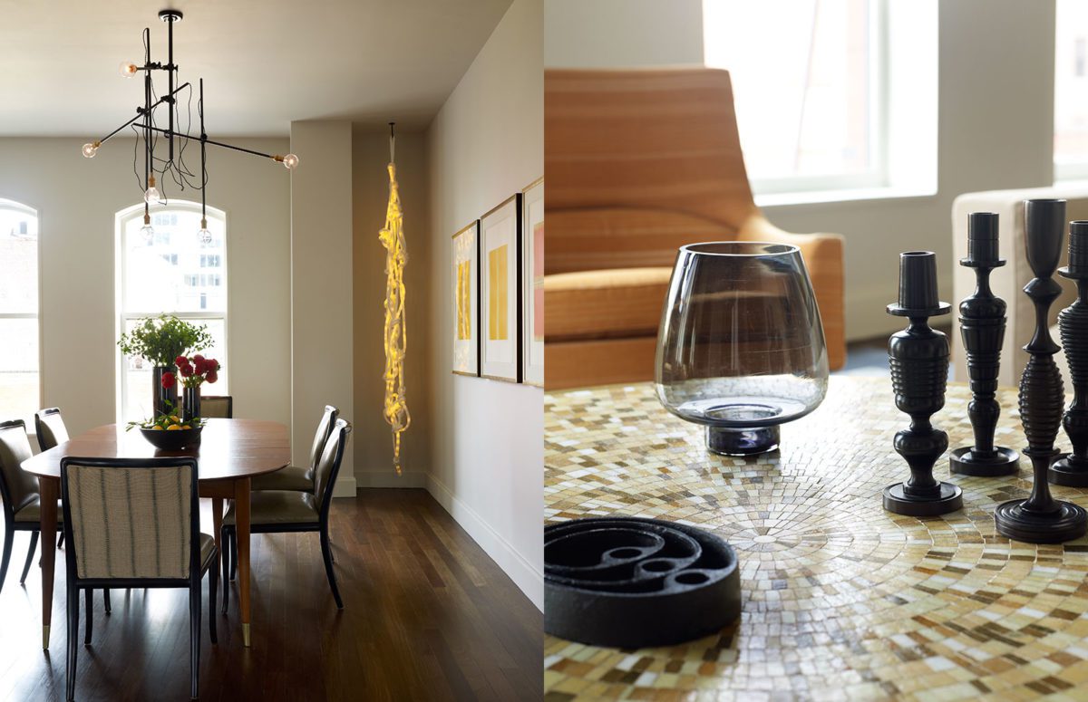 View of Dining Room and Black Candlesticks on the Table