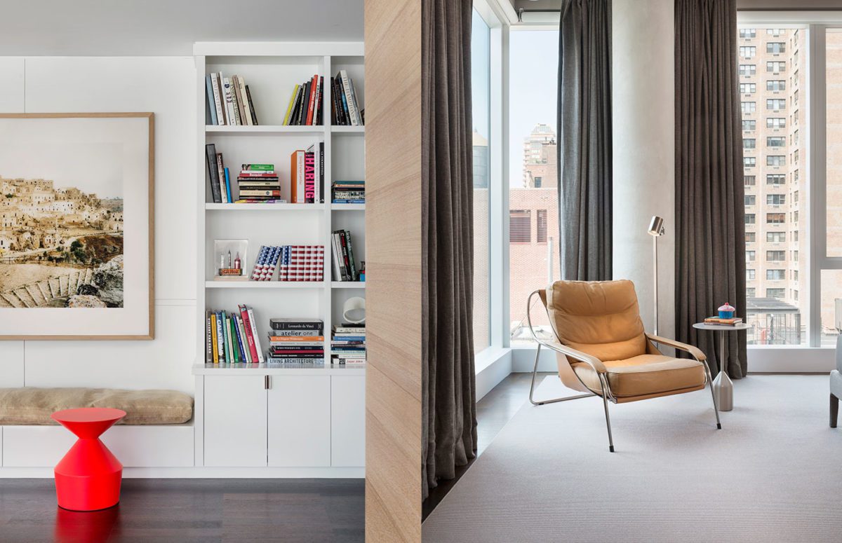 White bookshelf and Livingroom reading chair