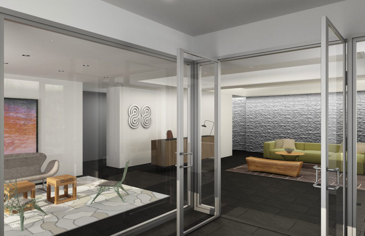 88 Morningside Avenue Lobby with Two sitting areas and Two Crystal Inside Walls