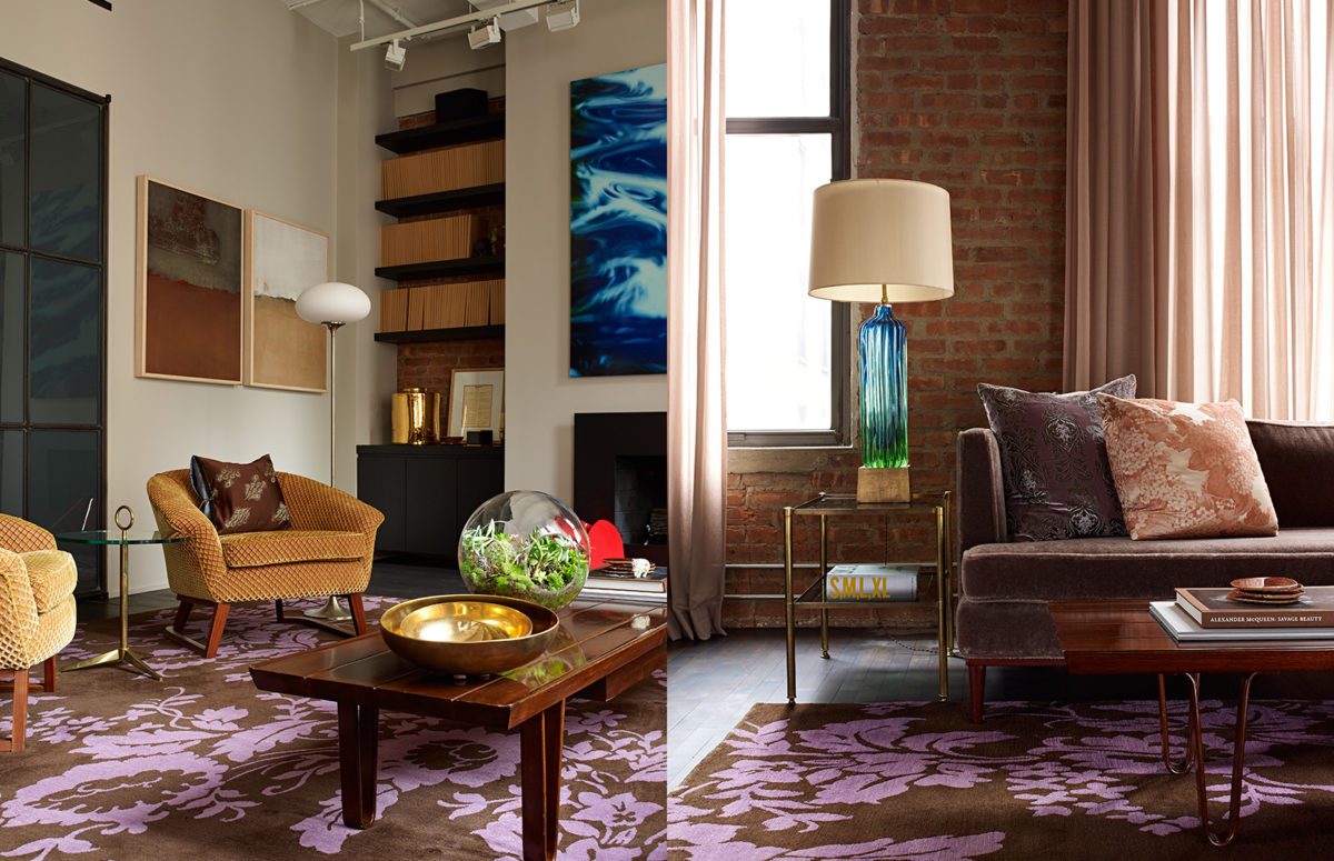 Living Room with Cozy Seating Area in Brown Shades and A Decorative Table Lamp