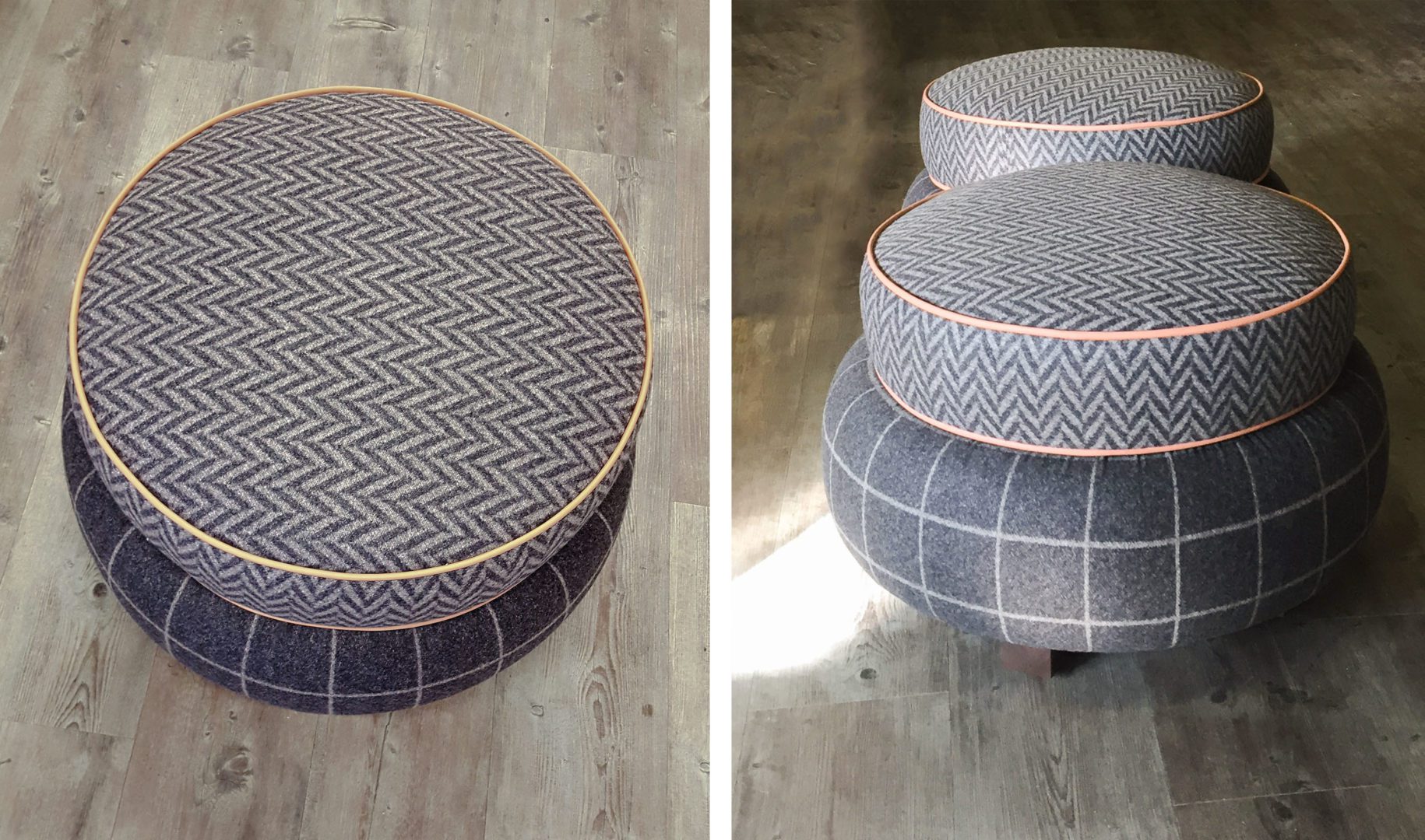 F Collection Gray Menswear Pouf