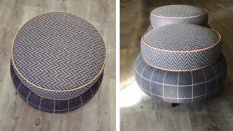 F Collection Gray Menswear Pouf