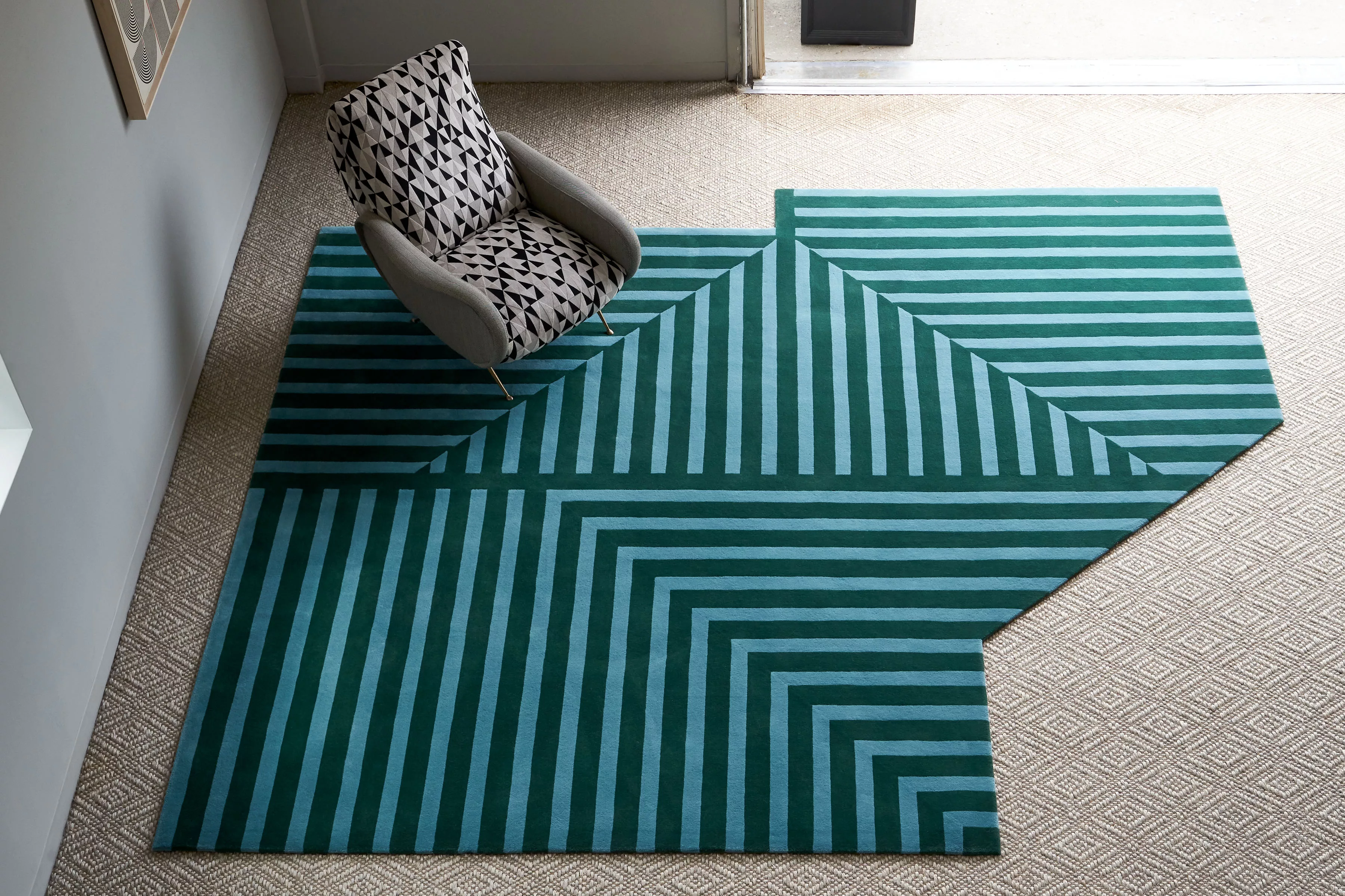 F Collection Striped Modern Greek Rug