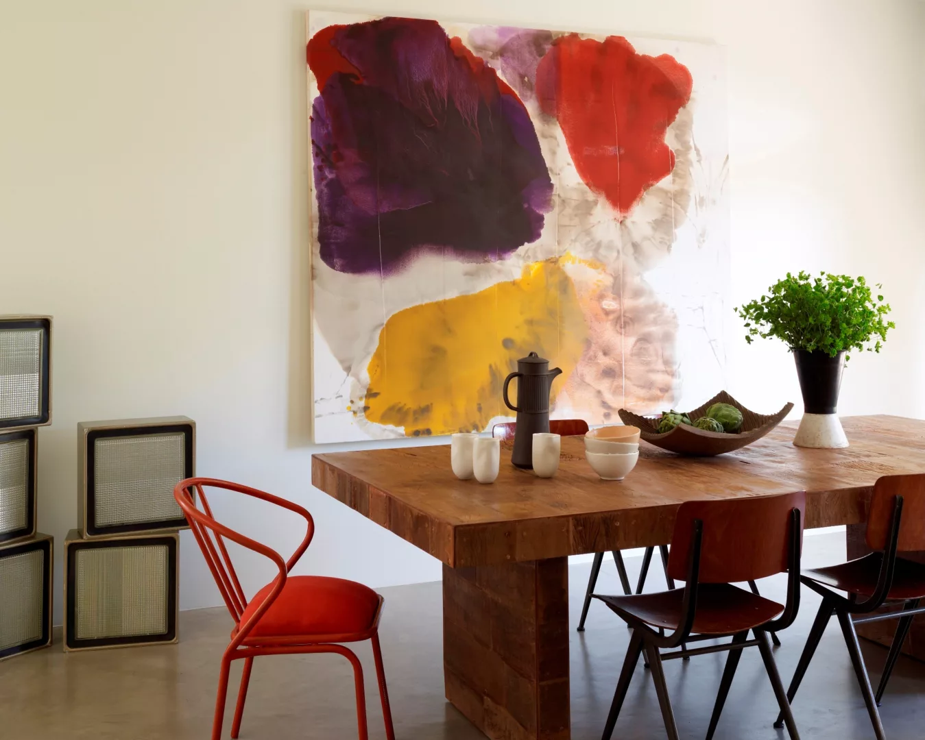 Bright Red Chair and Dining Table