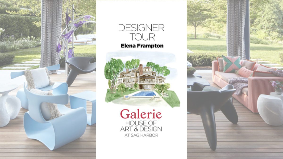 Galerie House Designer Tour | An Outdoor View of Seating Area with Sculptural Chairs and Cozy Pink Sofa