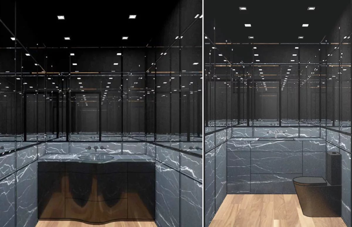 RENDERINGS OF MIRRORED BATHROOM DESIGN